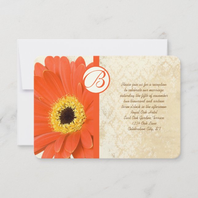 Gerber Hochzeitsempfang für Vintage Damaskus Einladung (Vorderseite)