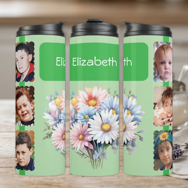Gerbera Blume 6 Fotos benennen grün Thermosbecher (Von Creator hochgeladen)