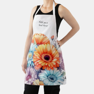 Gerbera-Blumen benutzerdefinierter Text weiß  Schürze