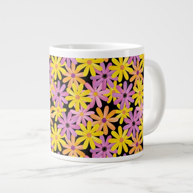 Gerbera-Blumen Muster, Hintergrund Jumbo-Tasse (Vorderseite Rechts)