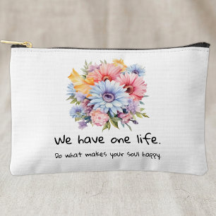 Gerbera-Blumen positive Worte weiß Zubehörtasche