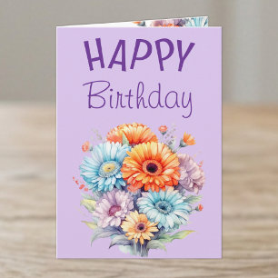 Gerbera-Blumen zum Geburtstag leer lila Karte