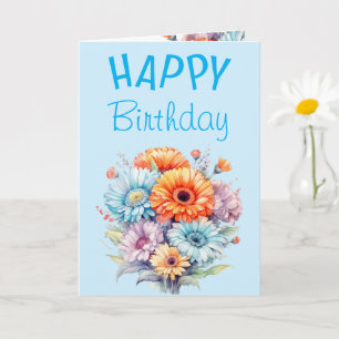 Gerbera-Blumen zum glücklichen Geburtstag leer bla Karte