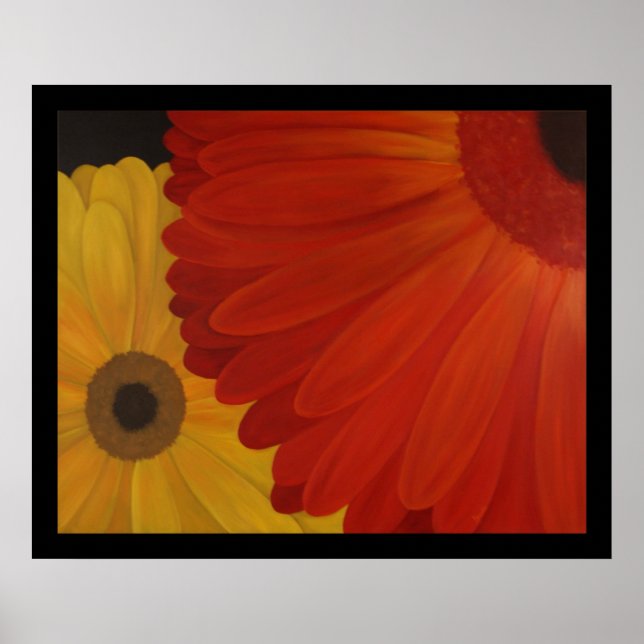 Gerbera Daisies aus Originalöl auf Leinwand Poster (Vorne)
