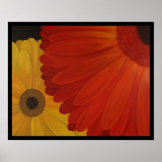 Gerbera Daisies aus Originalöl auf Leinwand Poster