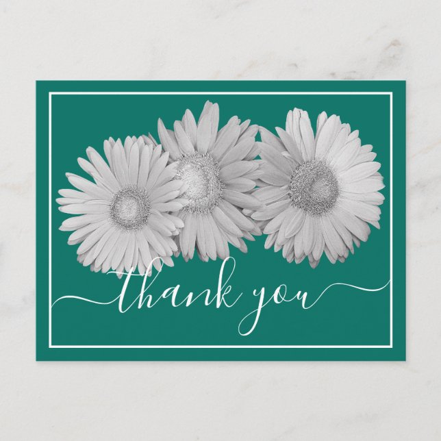 Gerbera Daisies Green Hintergrund Vielen Dank Postkarte (Vorderseite)