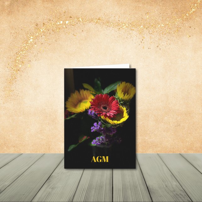 Gerbera Daisies mit violetten Mitteilungskarten (Monogram/Name optional.
Personalize to update or remove.)