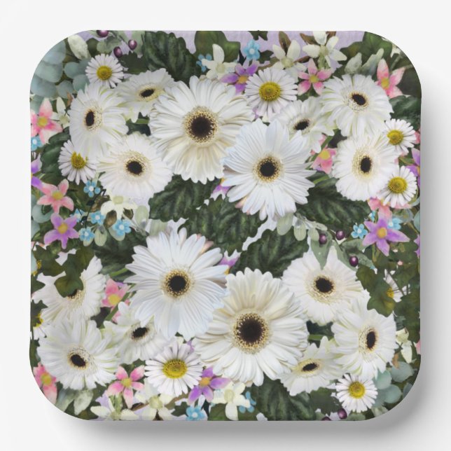 Gerbera Daisies Swag Wedding Paper Plate Pappteller (Vorderseite)