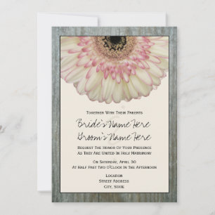 Gerbera Daisy & Barnwood Wedding Einladung