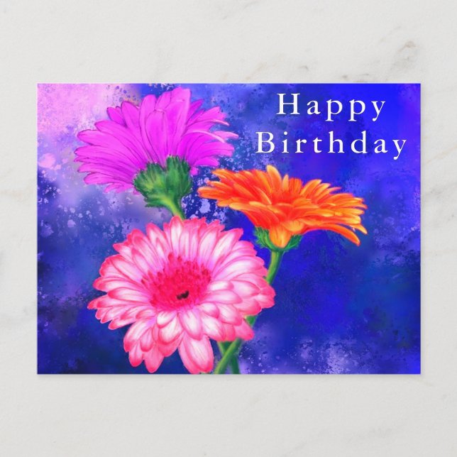 Gerbera Daisy Birthday Card Postkarte (Vorderseite)