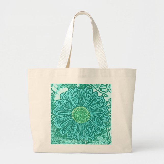 Gerbera Daisy Block Print - Aquarelle Jumbo Stoffbeutel (Vorne)