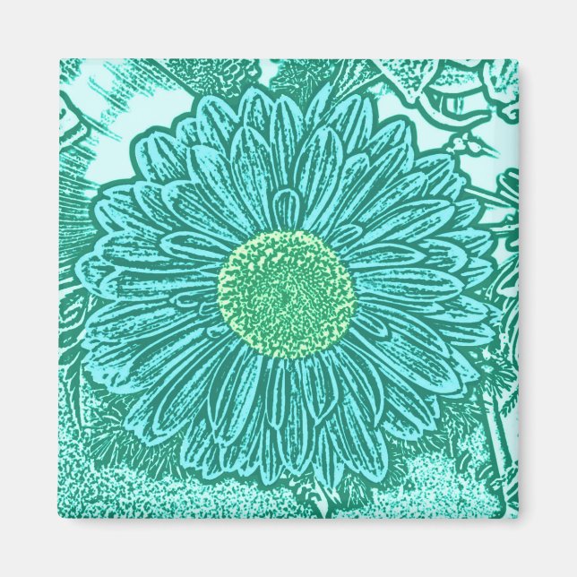 Gerbera Daisy Block Print - Aquarelle Magnet (Vorne)