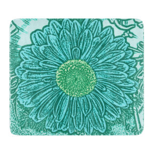 Gerbera Daisy Block Print - Aquarelle Schneidebrett