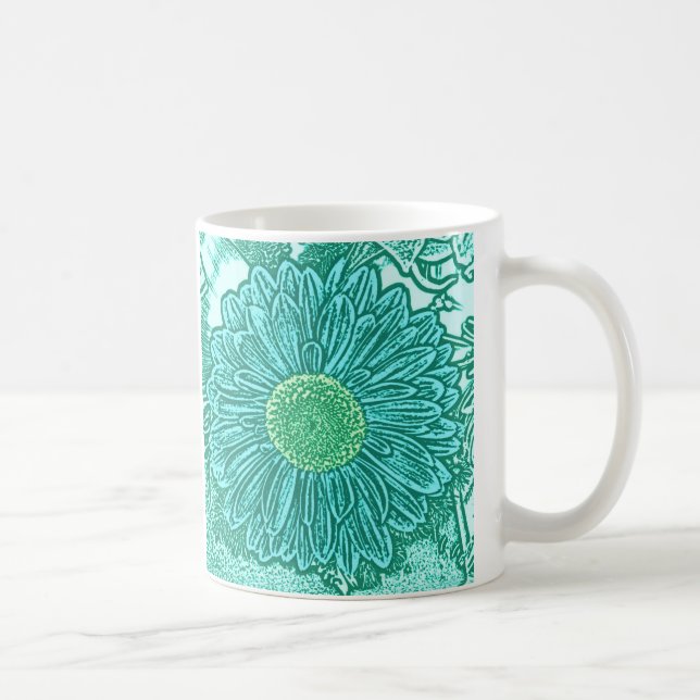 Gerbera Daisy Block Print - Aquarelle Tasse (Rechts)