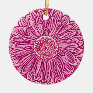 Gerbera Daisy Block Print - Rosa Farbtöne Keramikornament