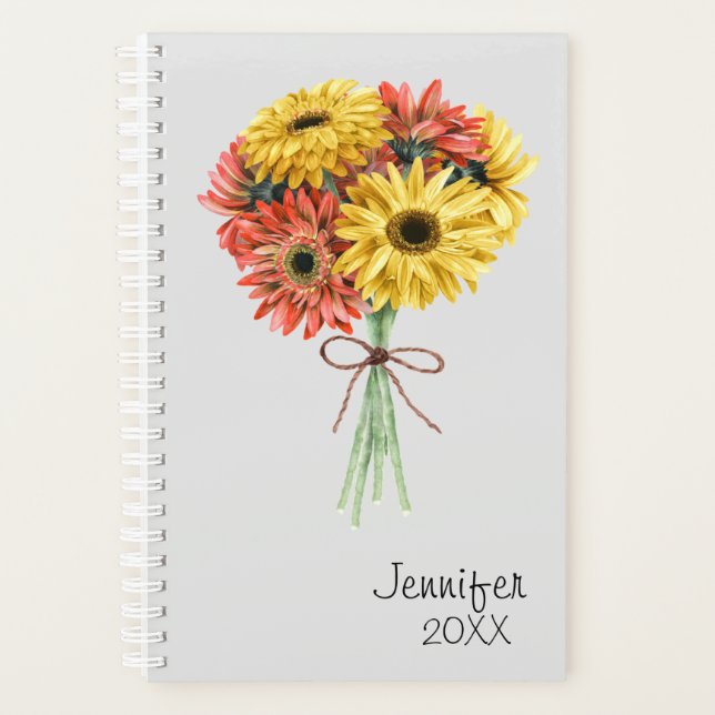 Gerbera Daisy Blume Personalisiert Custom Planer (Vorderseite)