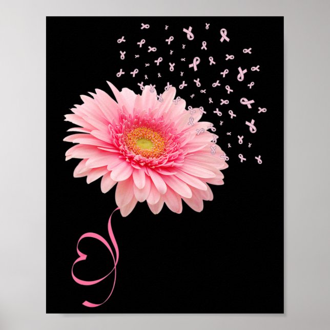 Gerbera Daisy Blume Ribbon Pollen Brustkrebs Poster (Vorne)