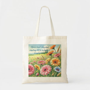 Gerbera Daisy Field & Quote Tragetasche