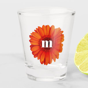 Gerbera Daisy Monogram Initial Schnapsglas