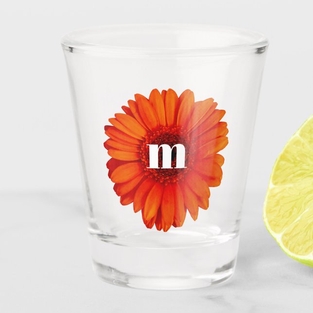 Gerbera Daisy Monogram Initial Schnapsglas (Von Creator hochgeladen)