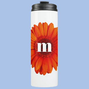 Gerbera Daisy Monogram Initial Thermosbecher
