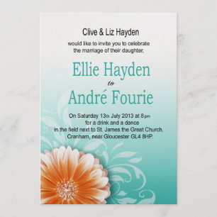 Gerbera-Daisy Orange Aqua Abendsonderangebot Einladung