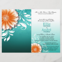 Gerbera Daisy Orange Aqua Pocket Cover