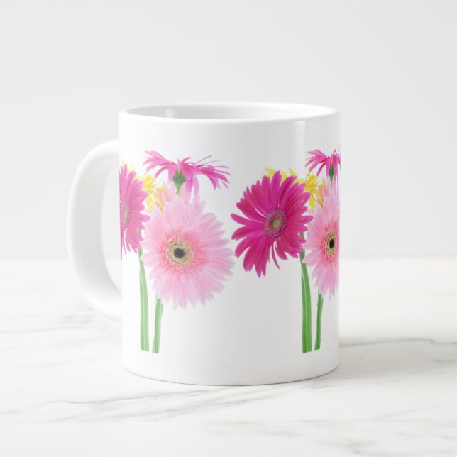 Gerbera Daisy Piink Blume Jumbo-Tasse (Vorderseite Links)