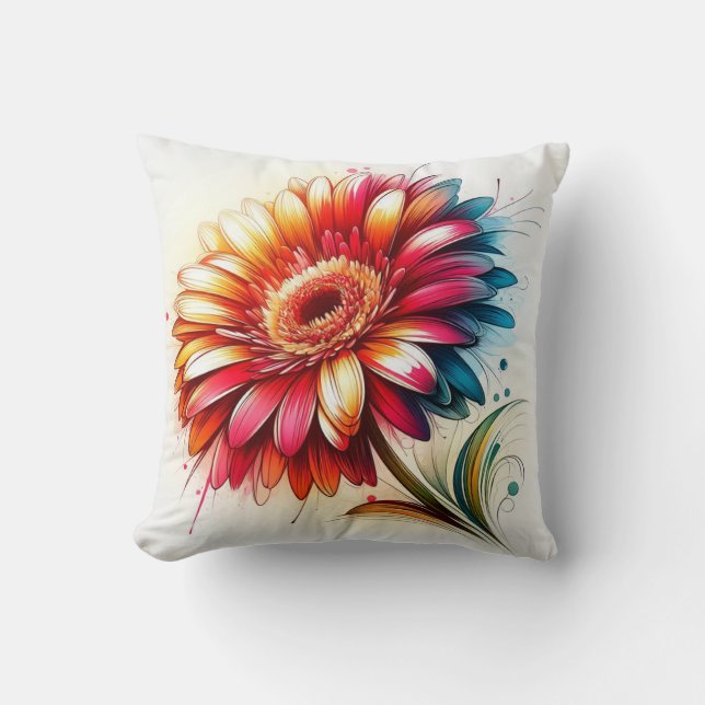 Gerbera Daisy Pillow für Garden-Inspiriert Komfort Kissen (Vorderseite)