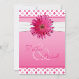 Gerbera Daisy Pink Polka Dot Wedding Einladung