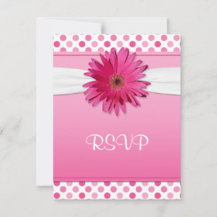 Gerbera Daisy Polka Dot Bat Mitzvah Reply Card RSVP Karte