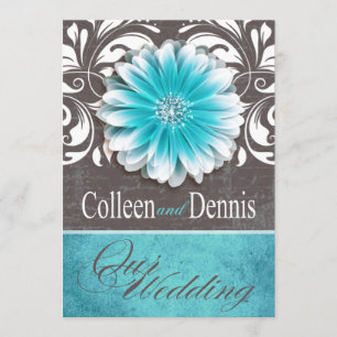 Gerbera-Daisy-Rolle 1 Hochzeit teal Schultafel Einladung