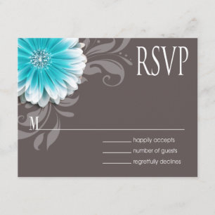 Gerbera-Daisy-Rolling 1 RSVP tealfarbene Kreidetaf Karte