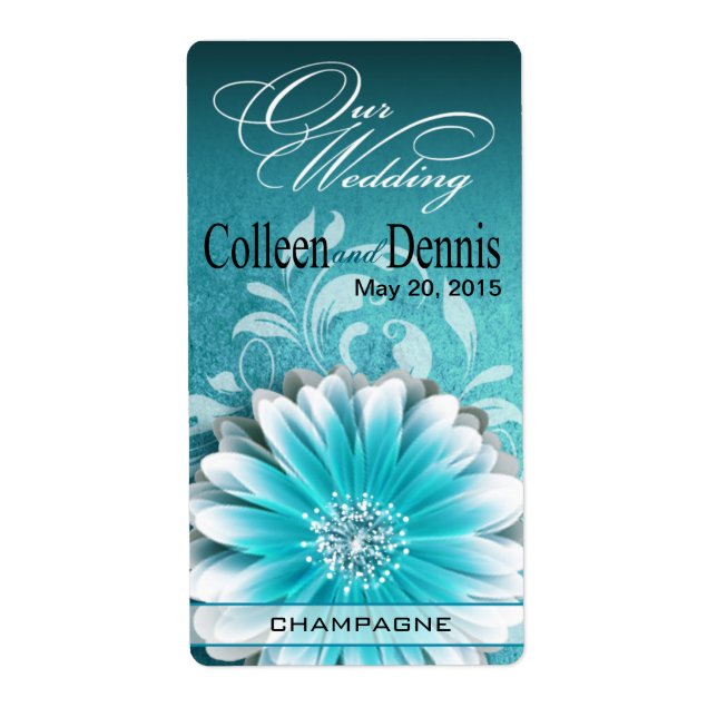 Gerbera Daisy Scroll 1 Weinkarte | AQUAMARIN (Vorne)