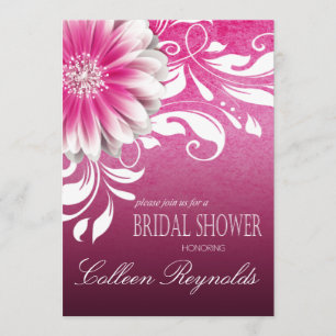 Gerbera-Daisy-Scroll-Hochzeitsdusche fuchsia Einladung