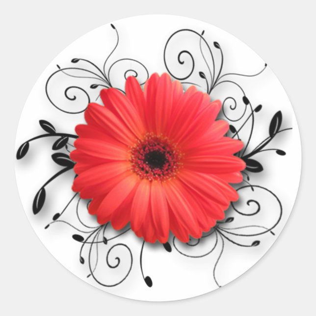 Gerbera Daisy Theme Runder Aufkleber (Vorderseite)