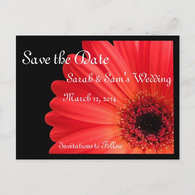 Gerbera Daisy Theme Save the Date Ankündigungspostkarte (Vorderseite)