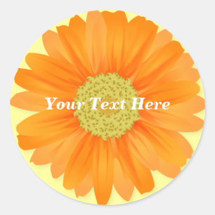 Gerbera Daisy Yellow & Orange individuell anpassba Runder Aufkleber