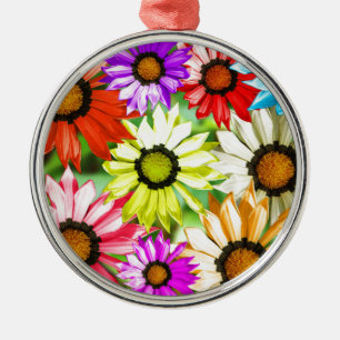 Gerbera farbenfrohe Blume Silbernes Ornament