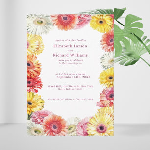 Gerbera Floral Colorful Watercolor Wedding Einladung