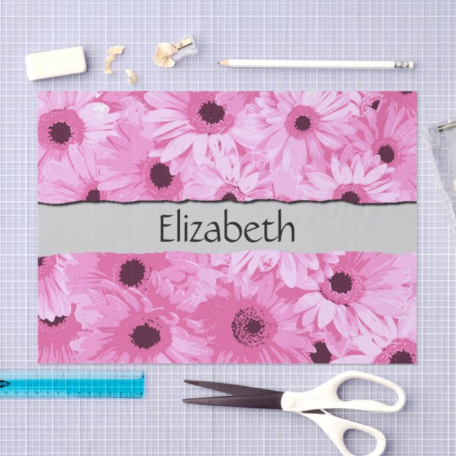 Gerbera Flowers, Pink Flowers, Your Name Seidenpapier (Handwerk)
