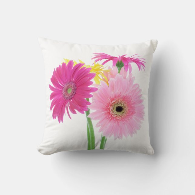 Gerbera-Gänseblümchen-Blumen Kissen (Vorderseite)