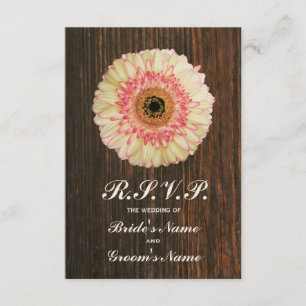 Gerbera-Gänseblümchen u. Barnwood Hochzeit UAWG RSVP Karte