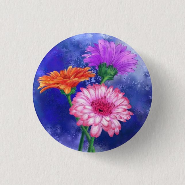 Gerbera-Margeriten-Knopf Button (Vorderseite)