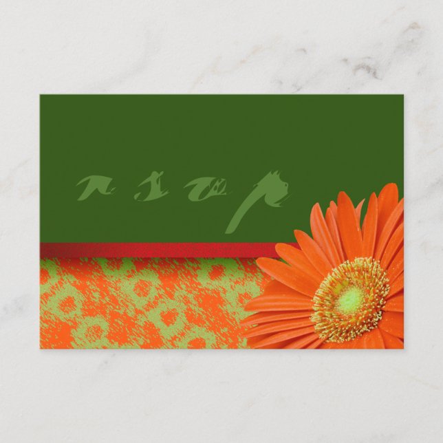 Gerbera Orange Green Script RSVP Cards (Vorderseite)