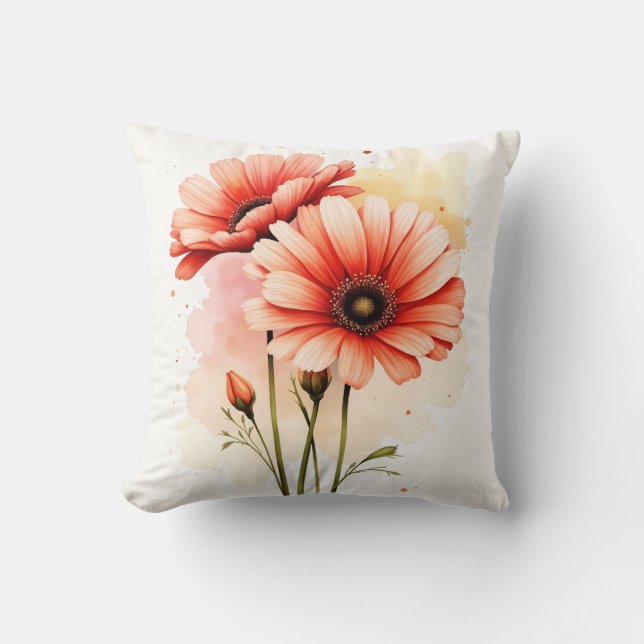 Gerbera Throw Pillow Kissen (Vorderseite)