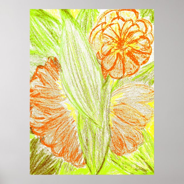 Gerbera und Aspidistra elatior, Poster (Vorne)