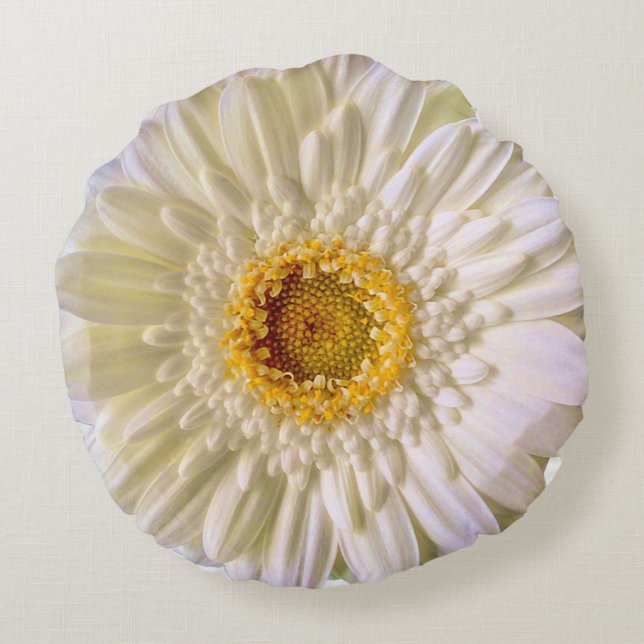 Gerbera white rundes kissen (Rückseite)