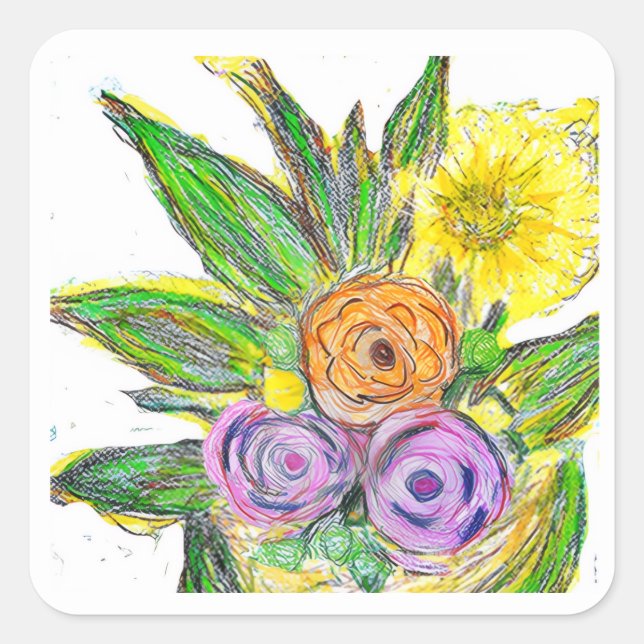 Gerberas Daisy Quadratischer Aufkleber (Vorderseite)