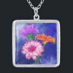 Gerberas Silver Plate Necklace Versilberte Kette<br><div class="desc">Gorgeous Three Color Gerberas</div>